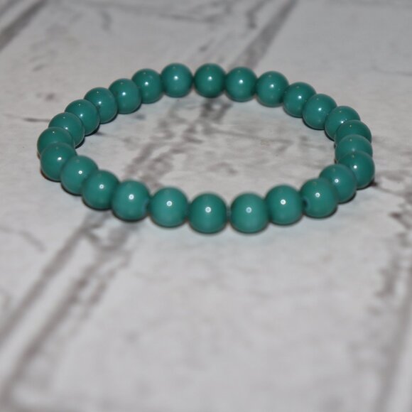 Pretty aqua green beaded bracelet 8" - Picture 3 of 3